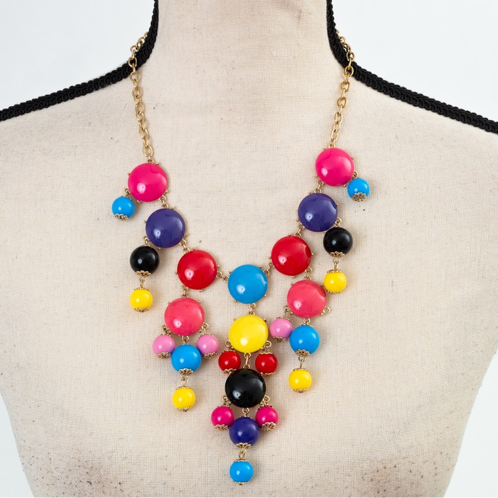 Statement necklace bib necklace multicolor stones Iman - Picture 12 of 15